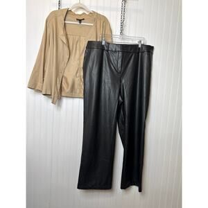 NWT Lane Bryant Faux-Leather Straight Leg Pants & Tan Cardigan BUNDLE Size 20